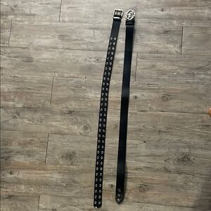 2 Black Belt (Belts) with Silver Buckle (Buckles)